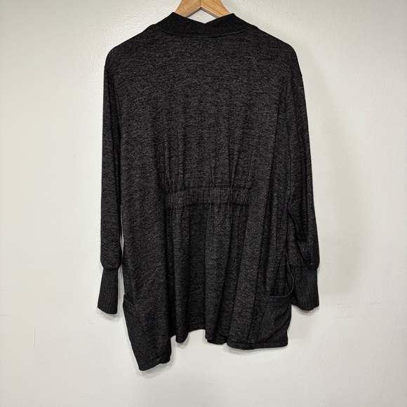 Joan Vass Black Heathered Slouchy Open Front Cardigan Sweater W/ Pockets Size 1X - Picture 6 of 6
